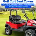 NOKINS Golf Cart Front&Rear Seat Covers Kit, Front Seat Covers Fits Club Car Precedent/Tempo/Onward Premium Seat Cushion, Rear Seat Covers Fits Aftermarket Standard Cushion (Black&Black Stitch)