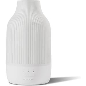 SOICARE Cordless Rechargeable Diffuser, Battery Operated Mini Portable Wireless Diffuser for Essential Oils, 80ML Small USB Essential Oil Diffuser with Warm Light (White)