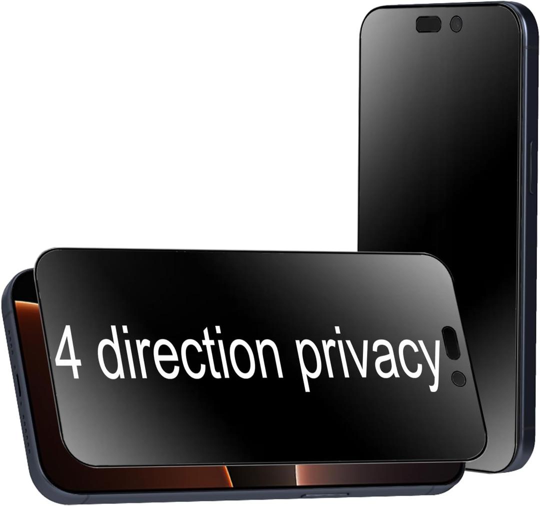 2 Pack 360 Degree Anti-glare Privacy Tempered Glass for iPhone 16 Pro Max Anti-Spy 4 Directions 4 Sides Matte Screen Protector Film 6.9 inch