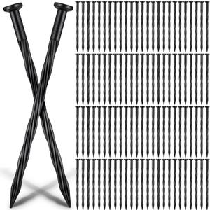 Handepo 400 Pcs Landscape Edging Nails Bulk 8 Inch Spiral Landscape Anchoring Spikes Plastic Edging Nails Yard Garden Anchoring Spikes for Weed Barrier Paver Edging Artificial Turf Stakes