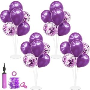 ZJDHPTY Purple Balloon Stand Centerpiece Table Decorations for Birthday Bridal Shower Wedding Engagement Mother's Day Graduation Halloween Party Decorations New Years Eve 2026(Purple set4)