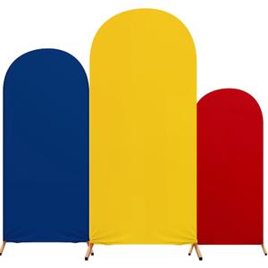 Carnival Theme Birthday Set of 3 Theme Print Arch Cover, Spandex Fitted Wedding Arch Stand Covers Red Yellow Blue for Birthday Party Decoration 4ft, 5ft, 6ft