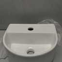 Wall Hung Bathroom Vessel Sink, QISHKA 12.5" X 11.5" Semi-Oval Floating Ceramic Wash Hand Basin White Wall Mount Vanity Sink for Small Bathroom and Small Cloakroom