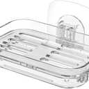 Soap Dish for Shower Clear Soap Holder Pull-Out Water Tray No Drilling Required Strong Fixation for Rv Bathroom and Kitchen Easy1 Pack