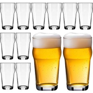 12 Set Beer Glasses 19. 6 oz Pint Glasses Cups for Craft Beer, Classic Pilsner Glass Solid Glassware Tall British Drinking Cup Bulk Premium Tumbler for Men Bars Party