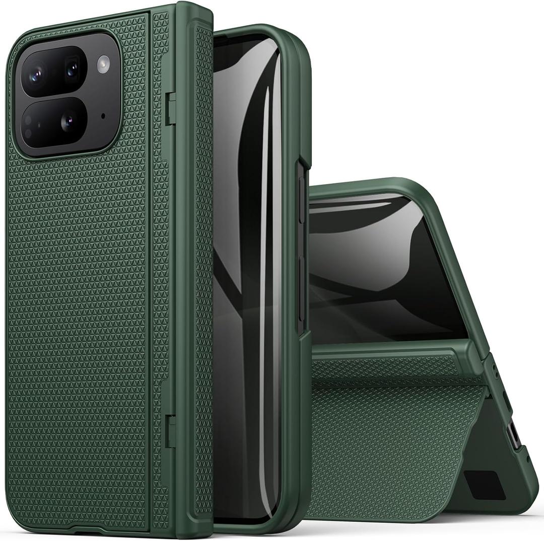 BXYJY for Google Pixel 10 Pro Fold Case, Slim with Kickstand, Hinge Protection, Privacy Tempered Screen Protector, 360 Full Body Rugged Shockproof Protective Phone Case for Pixel 10 Pro Fold, Green