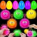 Jumbo Easter Eggs Filled with LED Puffer Balls, 8-Pack Light-Up Squeeze Stress Relief Toys for Kids, Easter Egg Hunt Fillers Treats Easter Basket Stuffers for Kid Toddler Boys Girls