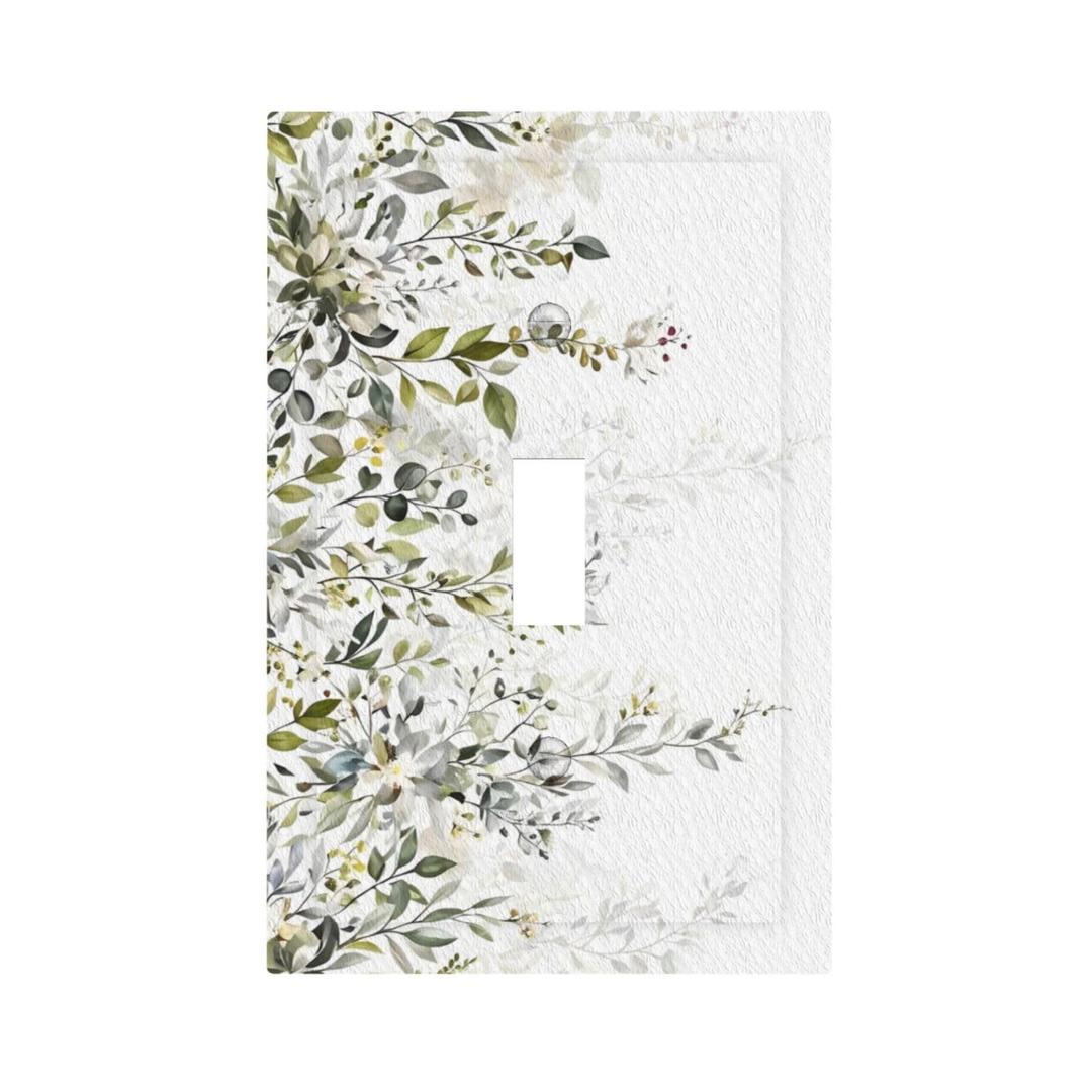 2 x JDAKHD Light Switch Cover Plate Eucalyptus Leaves & Green Botanical Art 1 Gang Decorative Wall Plate Modern Single Toggle Outlet Switch Faceplate Cover Nature-Inspired Home Decor