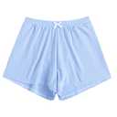 ZAFUL Women's Swim Shorts High Waisted Bow Gingham Floral Print Boyshorts Bathing Suit Swimsuit Bottoms Board Shorts (4-Stripe Sky Blue, S)