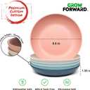 Grow Forward Premium Wheat Straw Pasta Bowls - 30oz Unbreakable Wide & Shallow Dinner Plate Bowls Set of 6 - Microwave Safe Reusable Plastic Pasta Bowls for Kids, Adults, Salad, Camping, RV - Tropical