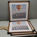 Wood 18x18 Picture Frame with 14x14 Mat Deep Brown, Display 14x14 with Mat or 18x18 without Mat, Wood 18 by 18 Photo Frame, 18 x 18 Frame for Wall Hanging Display, Deep Brown, 3 Pack