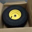 15x6.00-6 Lawn Mower Tires(Yellow Wheel)15x6-6 Front Tire Replacement for Craftsman/John Deere/Cub Cadet Riding Mowers,4 Ply Tubeless-3" Offset Hub,3/4" Bushing, 1 pcs