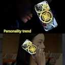 Compatible iPhone 13 Pro Max Case Colorful Glowing Tempered Glass Back Cover Bumper Shockprooffor Cool Women and Trendy Menfor iPhone Luminous Case forCall Music FlashSend Tempered Film (Gear)