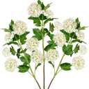 DILATATA Faux Hydrangea Flowers 31" Cream Artificial Hydrangea Spray with 5 Flower Heads, 3 Per Bag.Faux Hydrangeas Plastic Flowers Fake Hydrangeas for Indoor Outdoor Wedding Table Centerpieces Decor