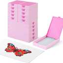 CATEARED 2-in-1 Diamond Art Trays With Lids,Anti-static Diamond Art Storage Containers, Diamond Art Accessories Diamond Painting Trays with Lids & Line-Up, Box Package (Light Pink, 15 piece Tray Kit)