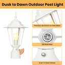 15" Dusk to Dawn Outdoor Post Light, Modern White Outdoor Lamp Post Light Fixture, Lamp Posts Exterior Lighting Pole Lantern for Outside Porch Garage Street, Waterproof Aluminum & Glass, 1 Pack, E26