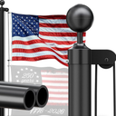 Heavy Duty Flag Pole - 25 FT 12 Gauge Extra Thick Aluminum Flagpole Kit with 5x3 Nylon Embroidered Flag for Outside House In Ground - 110MPH Wind (Black)