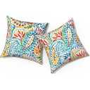 LVTXIII Outdoor Throw Pillows 20x20 Patio Waterproof Square Pillows with Piping Fade Resistant Accent Pillow for Spring Summer Garden Decoration, Set of 2, Paisley Multi