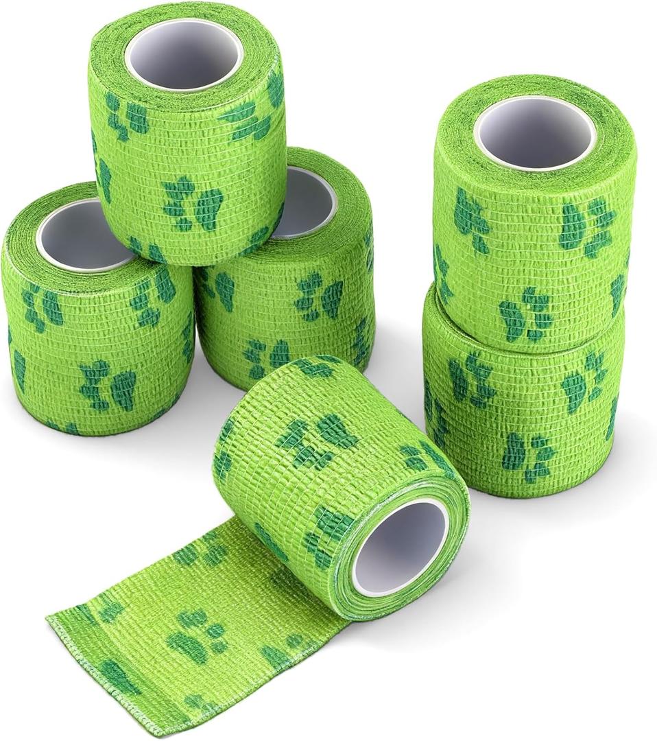 6 Rolls No Chew Bandage for Dogs, Bandage Wrap for Dogs, Self Adhesive Non-Woven Bandage Wrap for Dog Legs Paws Wounds