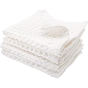 Sea Me At Home Waffle Washcloths Set, 100% Turkish Cotton (White)