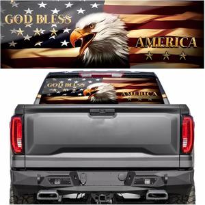 Rear Window Decals for Trucks - 65x22 in Back Window Decals Fit Most Pickup Trucks SUV, Vinyl American Eagle Flag Back Window Decal for Car Personalized Decoration - Eagle Decal-9