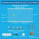 Window Safety Guards for Children Kids Toddler,Adjustable 32.9"-61.4" Wide Window Security Bar, Child Safety Guard Prevents Accidental Falls (White, 2 Piece)