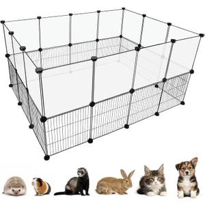 Indoor DIY Rabbit Playpen, 28-Panel Expandable Small Animal Fence