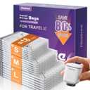 Nicetree 18-Pack Vacuum Seal Bags with Rechargeable Wireless Pump | 3 Sizes (20/24/28 Inch) Travel Vacuum Storage Bags for Clothing, Bedding & Seasonal Storage | Space Saver for Luggage