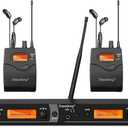 Depusheng TX2 Wireless in Ear Monitor System, 2-Channel Wireless IEM System, Metal IEM w/ 2 Bodypacks, Rack Mount