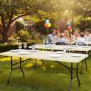 Fitted Tablecloths with Elastic - 6 Pack 4ft Folding Table Covers Rectangle, Reusable Dining Table Protector for Outdoor Picnic Party Camping, 30x48 Inch, Beige
