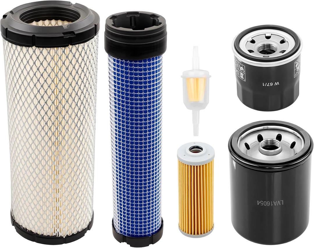 LVA21036 Maintenance Filter Kit Compatible with John Deere 1025R (-2017) & 2025R (2013-2018) Compact Utility Tractors Oil Fuel Air Filter Replaces M806418, MIU804763, M131802, LVA16054, AM116304