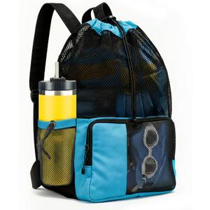 Mesh Swim Bag Drawstring Backpack 20L, Swim bags for Swimmers Equipment & Summer Essentials Mens and Women, Beach Backpack for Swimming Gear, Pool, Gym, and Workout, Dive Snorkel Bags