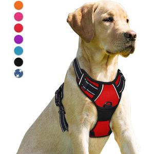 BARKBAY No Pull Dog Harness Front Clip Heavy Duty Reflective Easy Control Handle for Large Dog Walking(Red,L) (Large(Chest:27-32"))