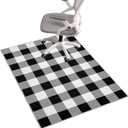 Office Chair Mats for Hardwood Floor, 36"X48" Christmas Desk Chair Mat, Computer Chair Mat Office Rug for Tile, Black and White Buffalo Plaid Gaming Carpet Floor Protector for Rolling Chair