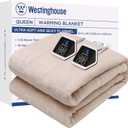 Westinghouse Heated Blanket Queen Size, Electric Heating Blanket with 10 Heating Levels, 1-12 Hours Auto Shut Off, Fast Heating Warming Blanket, Machine Washable(Queen,84x90 Inches,Beige)