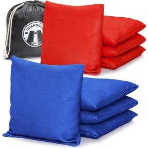 GoSports Official Regulation Cornhole Bean Bags Set of 8  for Fun Casual Cornhole Games - All Weather - American Stars and Stripes or Red and Blue (6" x 6")