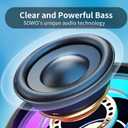 SOWO Shower Speaker Bluetooth Waterproof | Small Portable Wireless Bluetooth Speaker with Clip | Powerful Bass and Louder Volume | Colorful Lights and Lightweight | for Bathroom,Travel,Beach | Black