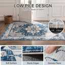 8'x10' Area Rugs, Washable Non-Slip Rug Vintage Floral Distress Printed, Low Pile Farmhouse Indoor Carpet for Living Room Bedroom Dining Room - Water-Resistant & Breathable, Blue & Gray