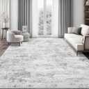 8x10 Area Rugs - Washable Rug for Living Room, Ultra-Thin Abstract Rug, Indoor Non-Slip Rug for Bedroom, Stain Resistant Large Area Rug, Super Soft Low Pile Rugs (Light Gray)