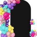 7.2FT Arch Backdrop Cover Spandex Fitted Wedding Arch Covers,Round Top Double-Sided Chiara Arch Covers for Party Wedding Birthday Ceremony Event Banquet Decoration(Black)