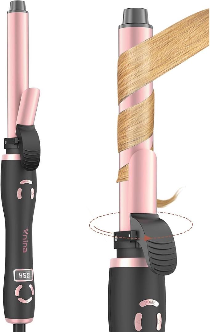 Rotating Curling Iron - Automatic Curling Wand 1 Inch for Long Hair, Fast Heating Self Spinning Hair Curler Wand for Effortless Beach Waves, Auto-Shut Off, Dual Voltage, 12 Temperature & Memory Mode