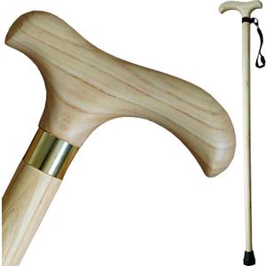 Unstained Raw Wood Walking Cane DIY Wooden Walking Stick for Men Women Seniors with Wrist Strap and Rubber Tip -36 Inches