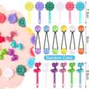 Hoteam 100 Pcs Self Hinge Plastic Hair Clips Hair Barrettes for Girls Bows Clips Flower Barrettes Retro Assorted Hairs Accessories Set for Toddler Baby Girl(Cool)