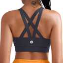 RUNNING GIRL Sports Bra for Women, Criss-Cross Back Padded Strappy Sports Bras Medium Support Yoga Bra with Removable Cups (XX-Large, B-dusty Blue)