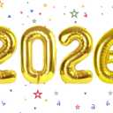 2026 Balloon - Gold Birthday Number Balloons, 40 Inch Large Foil Balloons for Men Women Boys Girls Gold Themed Birthday DecorationsNumber 2026 Balloon class of 2026 decorations, graduation decor