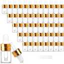 50 Pack 2ml Clear Glass Dropper Bottles with 2 Pcs Plastic Droppers, Mini Sample Dropper Bottles for Essential Oils Perfume Cosmetic Liquid, Empty Travel Sample Vials with Gold Cap