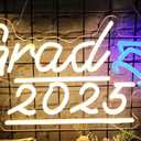 HMASYO Congrats Grad Neon Sign with Cap, Graduation Decorations 2025 Congrats Led Sign Wall Decor Class of 2025 Party Room Dorm Backdrop Celebration Gifts, Warm White, USB Powered, Dimmable