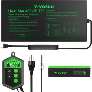 VIVOSUN 48" x 20.75" Seedling Heat Mat and Digital Thermostat Combo Set, UL & MET-Certified Warm Hydroponic Heating Pad for Germination, Indoor Gardening, Greenhouse