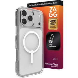 ZAGG Crystal Palace Case for iPhone 17 Pro Max - Clear, Drop Protection (13ft/4m), ClearGuard AntiYellowing & ScratchResistant, MagSafe & Wireless Charging Compatible