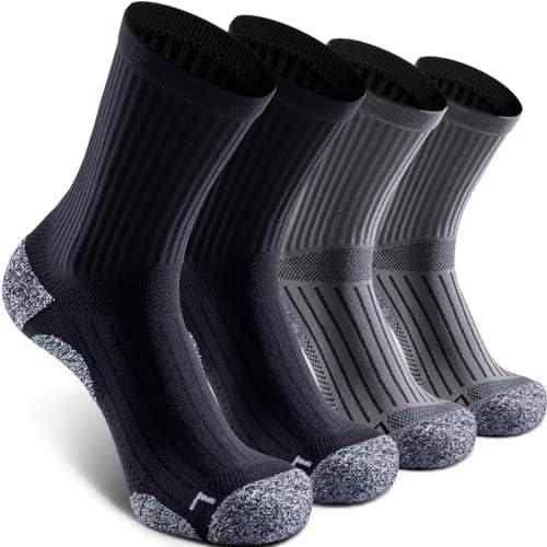 SITOISBE Elite Cushioned Compression Mid-crew Socks 4-Pack for Youth Women Men, Medium
